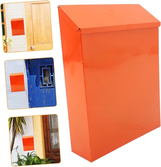 Wandbrievenbus IJzer - Brievenbus Documenten - Kantoor Gebruik - Rustiek Ontwerp - 217B x 67H cm - Oranje