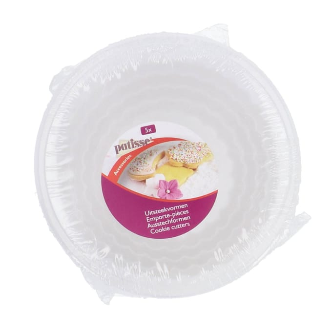 set uitsteekvormen rond 12 cm wit 6-delig