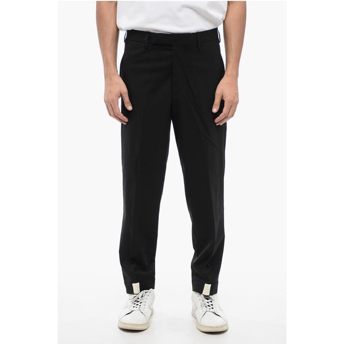 Wollen PRIEST COLLAR Low-Rise Broek in Zwart
