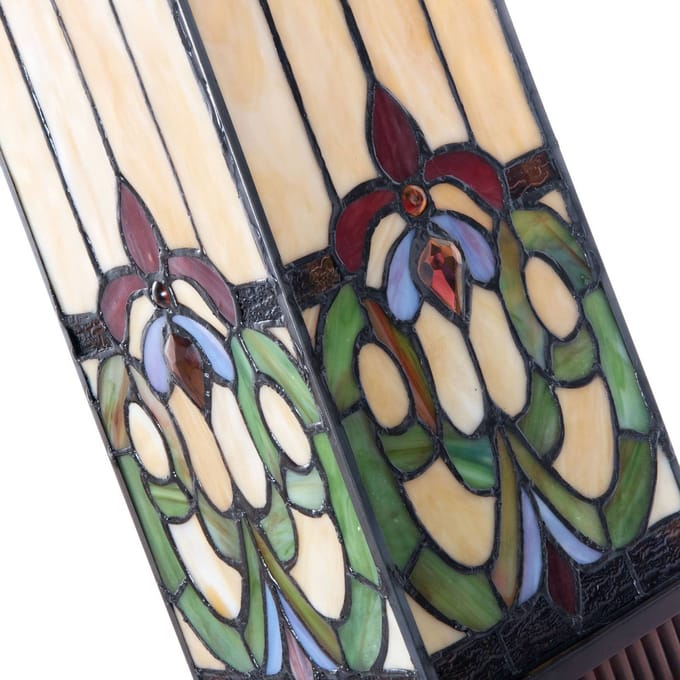 Clayre&Eef Tafellamp 5907, gekleurd glas in Tiffany-stijl