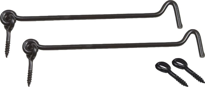 AMIG windhaak / windhaken - 2x - staal - zwart - L20 cm - D6 mm - met schroefoog