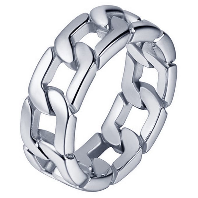 Edelstaal heren ring Cuban Link zilverkleurig-21mm