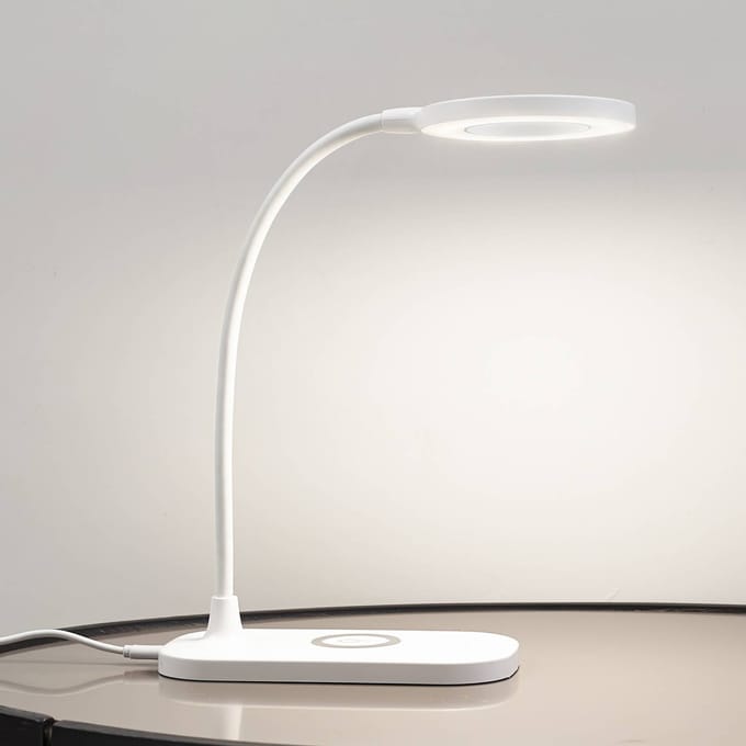 Lindby LED tafellamp Siona, wit, CCT, dimbaar, laadstation