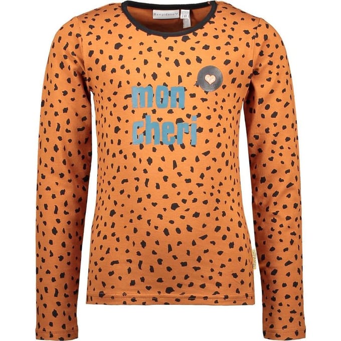 Bampidano  - Maat 110/116 - Meisjes T-shirt - mocha aop