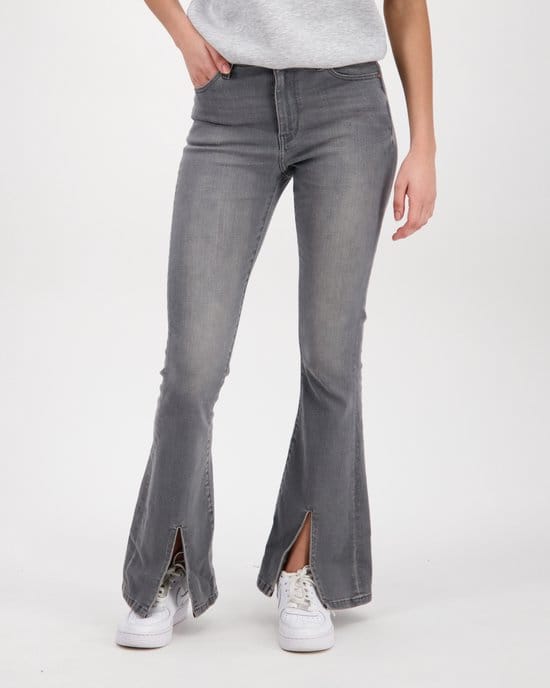 RAIZZED Sunrise Split Jeans Mid Grey Stone Maat: W30L34 | Flared Jeans Outlet | Dames | Grijs
