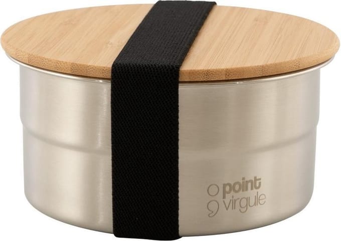 Point-Virgule ronde lunchbox uit rvs met deksel uit bamboe 600ml