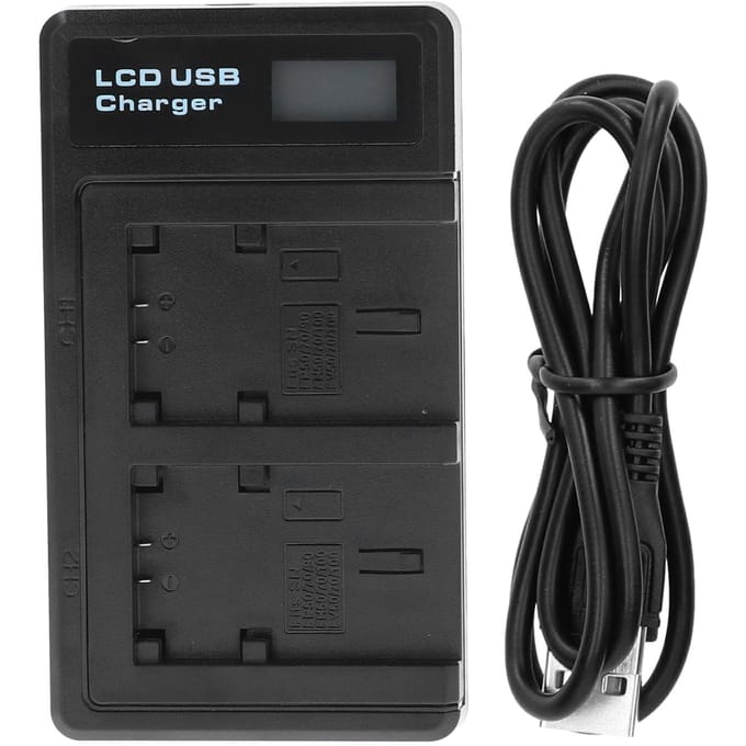Kunststof Batterijlader met LCD-scherm Camera Batterij Dubbel Opladen voor NP?FV100 black