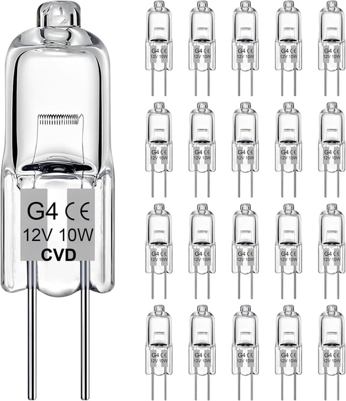 CVD® 10-STUKS - G4 HALOGEEN LICHTBRON - 10 WATT - 12V - WARM WIT - DIMBAAR