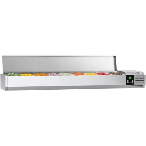 GGM Gastro Kühlaufsatzvitrine PREMIUM - 2000x395mm - 9x GN 1/3 Zilver
