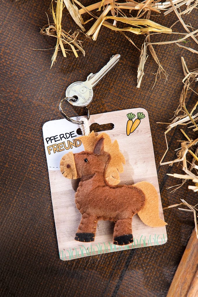 Gilde Handwerk - Vilten Sleutelhanger "Paard" - Bruin -