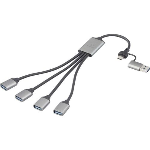 Renkforce RF-HUB-300 RF-6861934 USB-hub 4 poorten USB-A USB 3.0 5 GBit/s Met aluminium behuizing Grijs