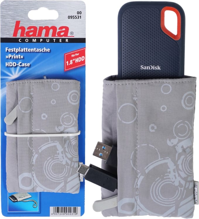 Tas voor harde schijf print grijs 1.8â??