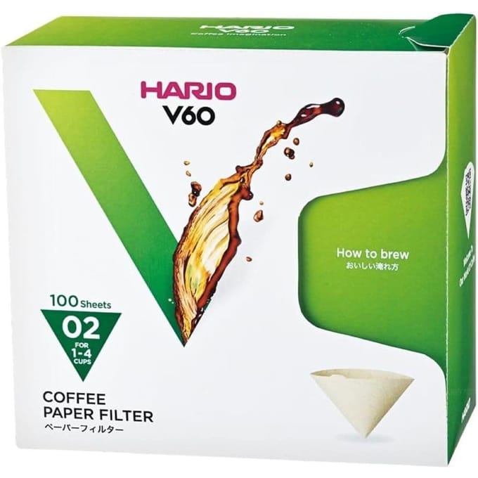 HARIO V60 koffiefilters - 02 Size - 100 stuks - Bruin - Doosje