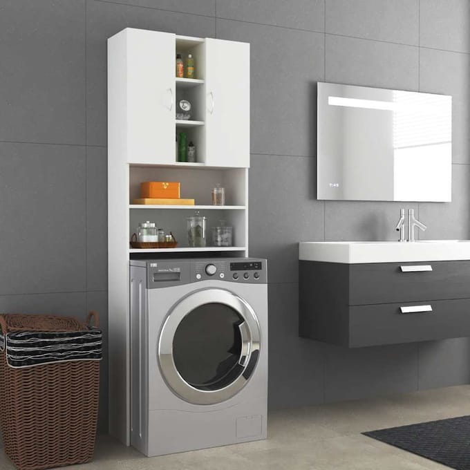 vidaXL - Wasmachinekast - 64x25,5x190 - cm - wit