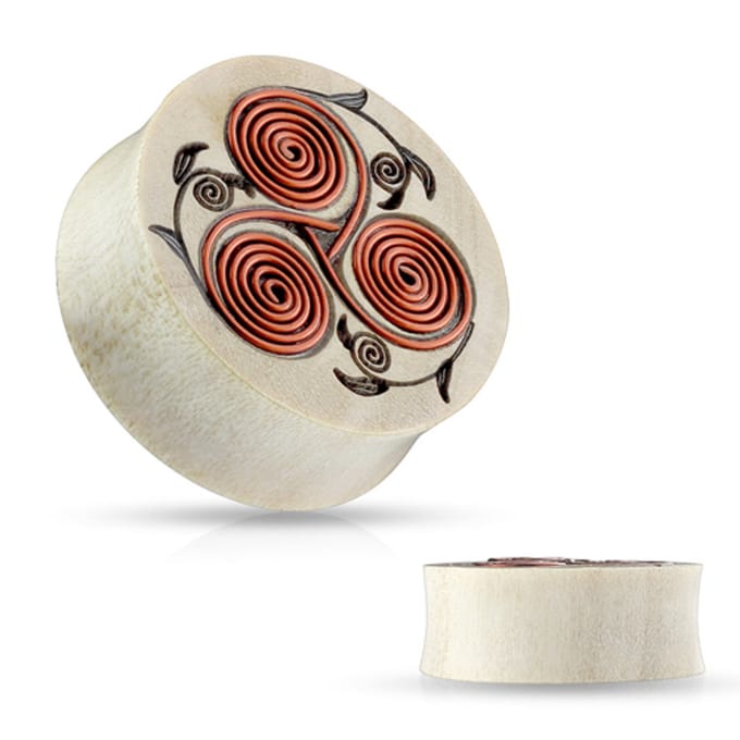 16 mm Double-flared plug flower tribal met koper spiraal ©LMPiercings