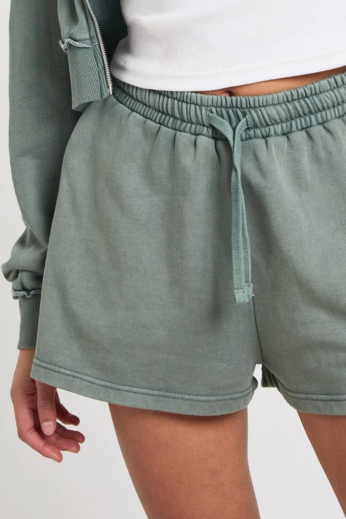 boohoo Dames Gewassen Loopback Sweat Short | Green | Maat: Small