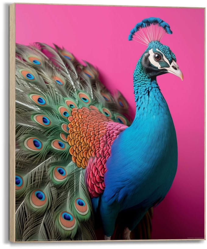 Schilderij Pink Peacock - 40 x 50 - Hout - REINDERS