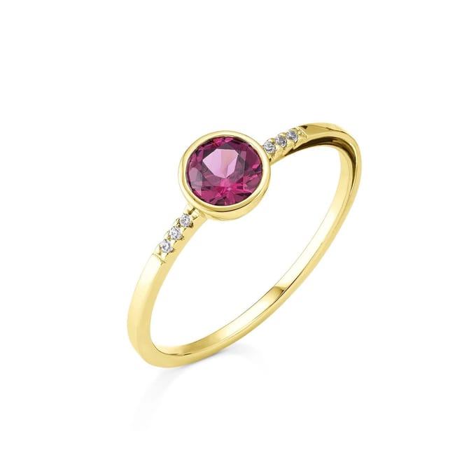 Orolino Ring Gold 585 mit 6x Brillant zus. 0,025ct. und Rhodolith