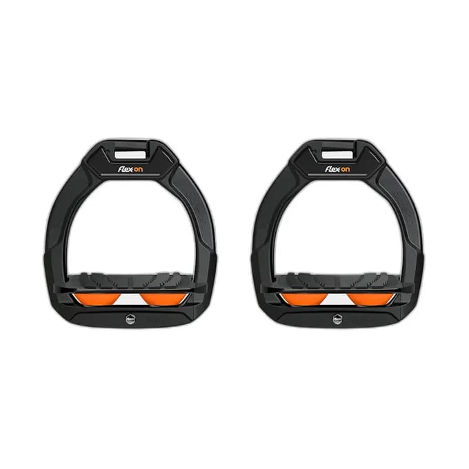 Aluminium stijgbeugels Incliné Grip Zwart/Zwart/Oranje Flex-On