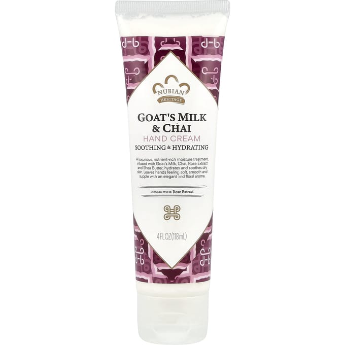 Nubian Heritage, Crème pour les mains, Lait de chèvre et Chai, 4 fl oz (118ml) white