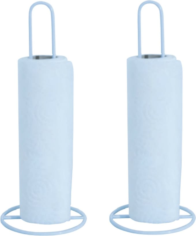 MSV Keukenrolhouder - 2x - 1 rol - metaal - wit - 31 x 12 cm