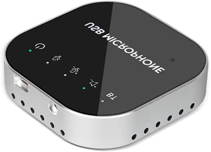 Conferentie Speakerphone - Desktop Microfoon - Videogesprekken - 360 graden opname - 12 x 12 x 3 cm - Zwart