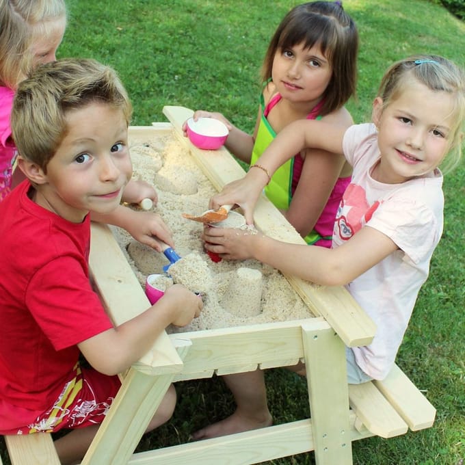 Houten Kindertafel met Geïntegreerde Zandbak voor Kinderen