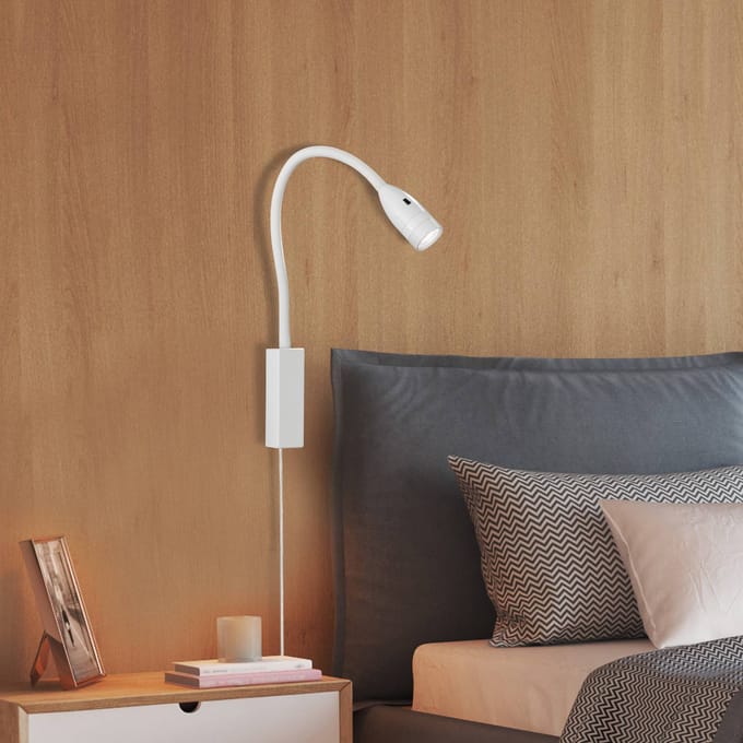 FISCHER & HONSEL LED wandlamp Sten, wit, hoogte 61 cm, bewegingsgestuurd