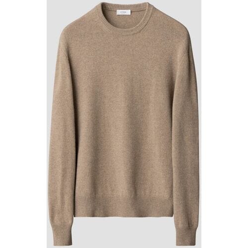 Eton Trui Thick Plain Stitch Luxury Eco Cashmere Crew Neck Beige / male