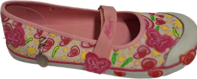 WINX-GIRL LOAFER-PINK FLOWER PRINT-SIZE 32