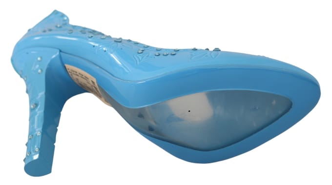 Dolce & Gabbana Blauwe Kristallen Bloem CINDERELLA Hakken Schoenen