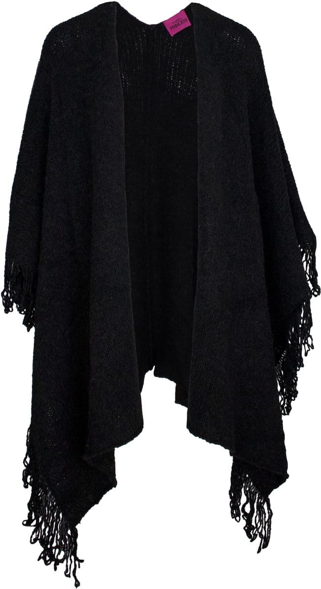 Frogbox - zwarte wollen poncho - one size