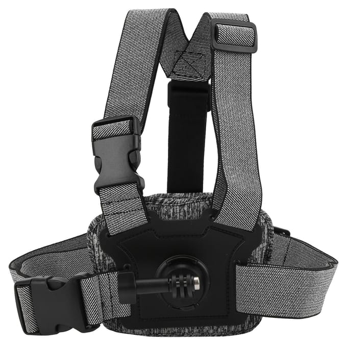 TELESIN Action Camera Borstmontageband Verstelbaar Harnas Dubbele Camera Riemhouder gray