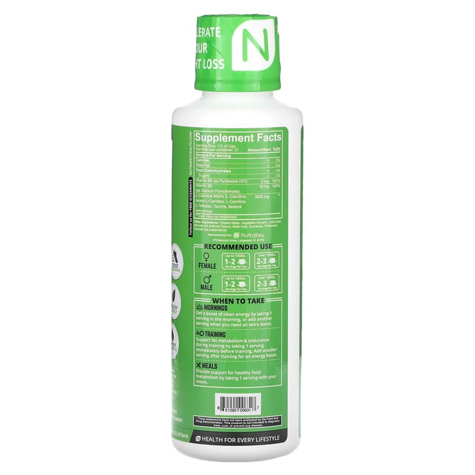Nutrakey, L-Carnitine 3000, Pomme Verte Acidulée, 16 fl oz (473ml)