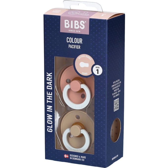 BIBS Colour Glow Fopspeen - 0-6 mnd - 2-pack - Rond - Blush/Vanilla