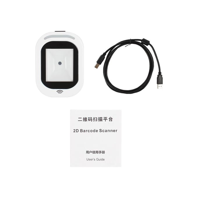 Bedrade barcodescanner USB Veelzijdig scannen Handsfree scannen QR-code Codelezer voor supermarkten/winkels wit