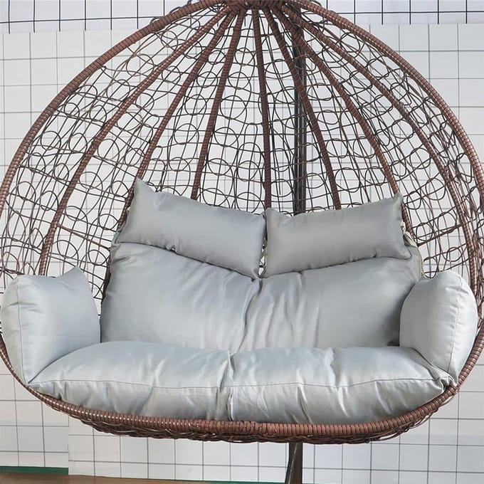 Hangmatkussen - Eierstoelkussen - Buiten Ontspannen - Verstelbare Hoofdsteun - 150 cm Diameter - Grijs