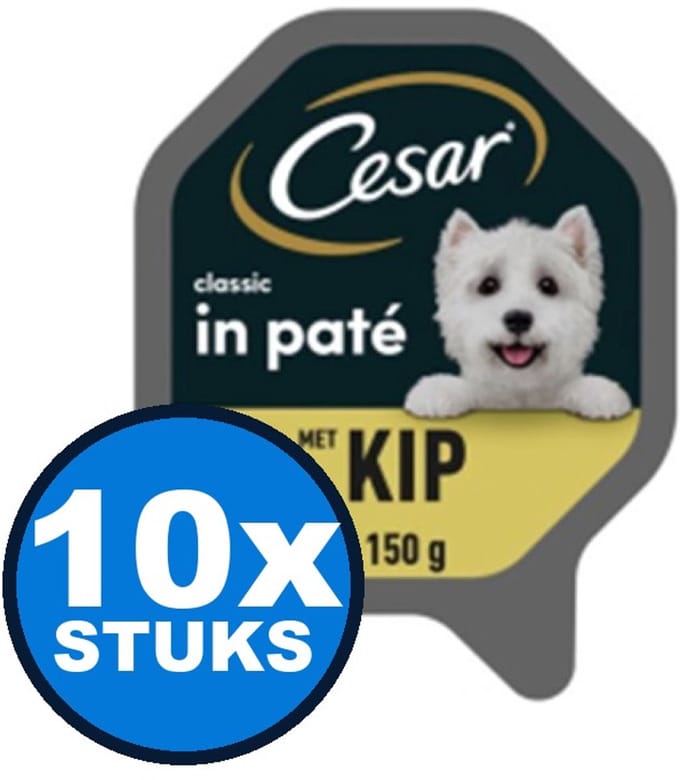 10x Cesar Classic - Pate met Kip - Hondenvoer - 150g