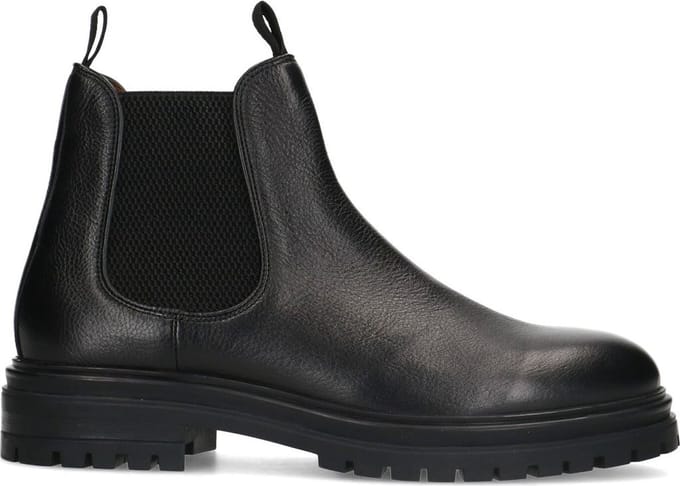 Manfield - Heren - Zwarte leren chelsea boots - Maat 42