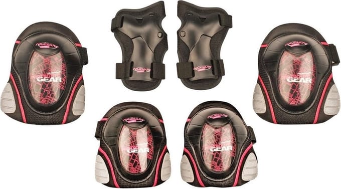 Nijdam Beschermset Deluxe - Junior - Zwart/Zilvergrijs/Roze - S