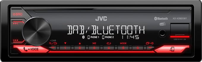 JVC KD-X282DBT Autoradio - Rood - inclusief DAB antenne