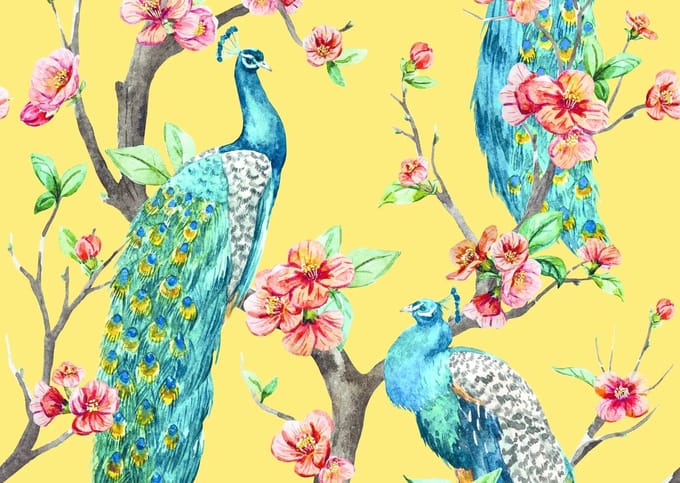 Placemat vinyl | Tropical paradise yellow - Duurzaam & Stijlvol | 4 stuks