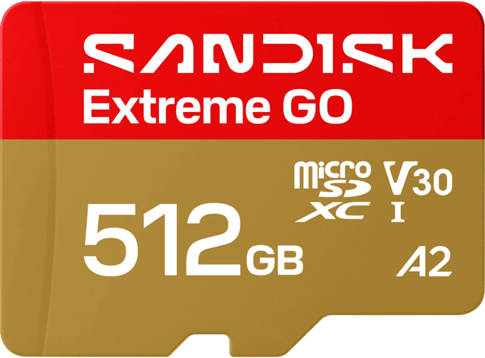 SanDisk microSDXC Extreme GO 512GB (UHS-I, R240MB/s / W160MB/s, 5K)