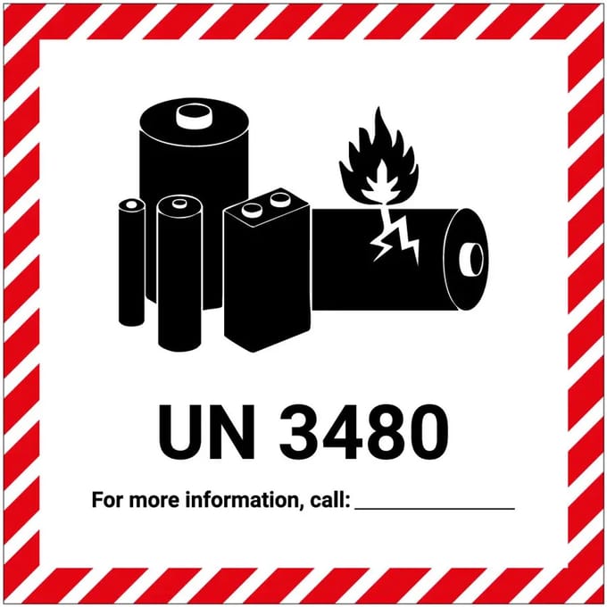 UN 3480 batterij sticker | 30 x 30 cm