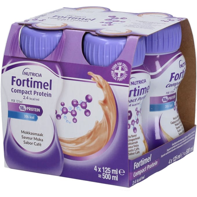 Fortimel Compact Protein 2.4kcal | Mokkasmaak Voedingssupplement Ondervoeding 4x125 Drinkbare oplossing