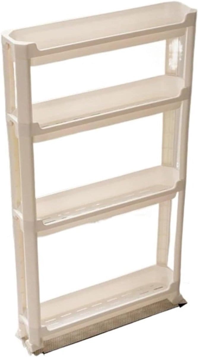 Badkamer Opbergtrolley - Slimme Trolley - Ruimte Organiseren - Slank Ontwerp - 4 Tier - Wit
