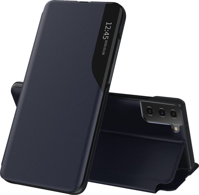 Hoesje geschikt voor Samsung Galaxy S21 FE - Techsuit eFold Book Case - Donkerblauw