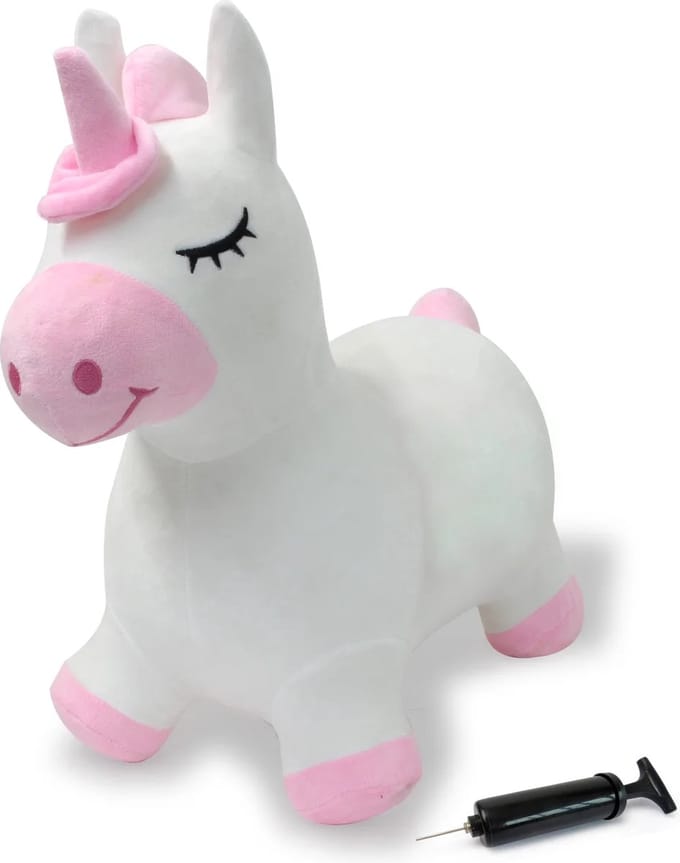 Jamara Skippybal - 466002 Skippydier Eenhoorn Wit Roze Pluche Junior met Pomp