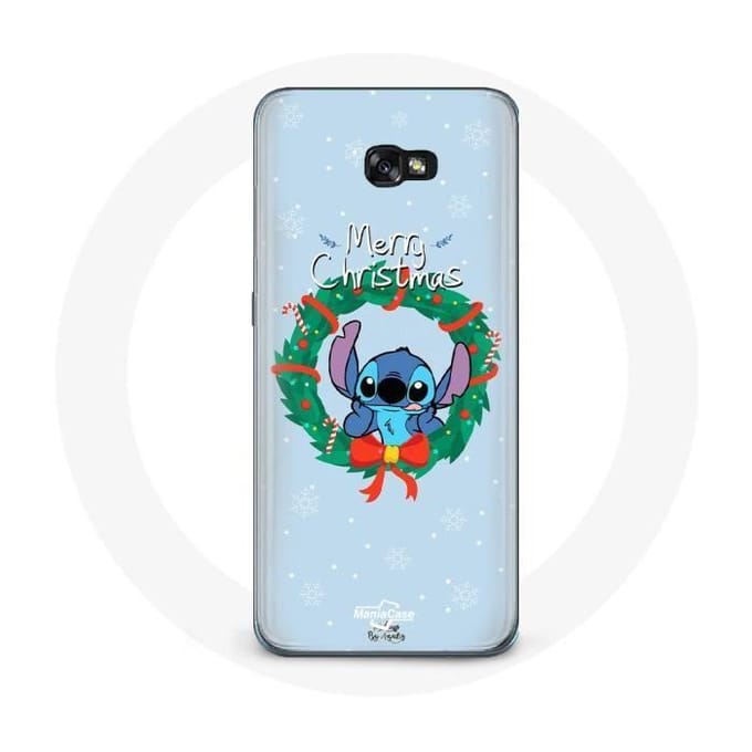 Coque pour Samsung Galaxy A5 2017 Stitch neige joyeux Noël bleu