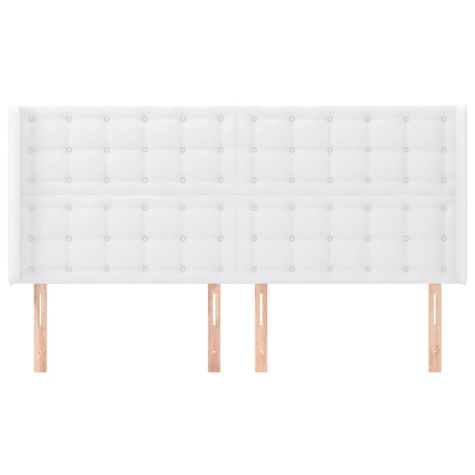 vidaXL - Hoofdbord - met - randen - 183x16x118/128 - cm - kunstleer - wit